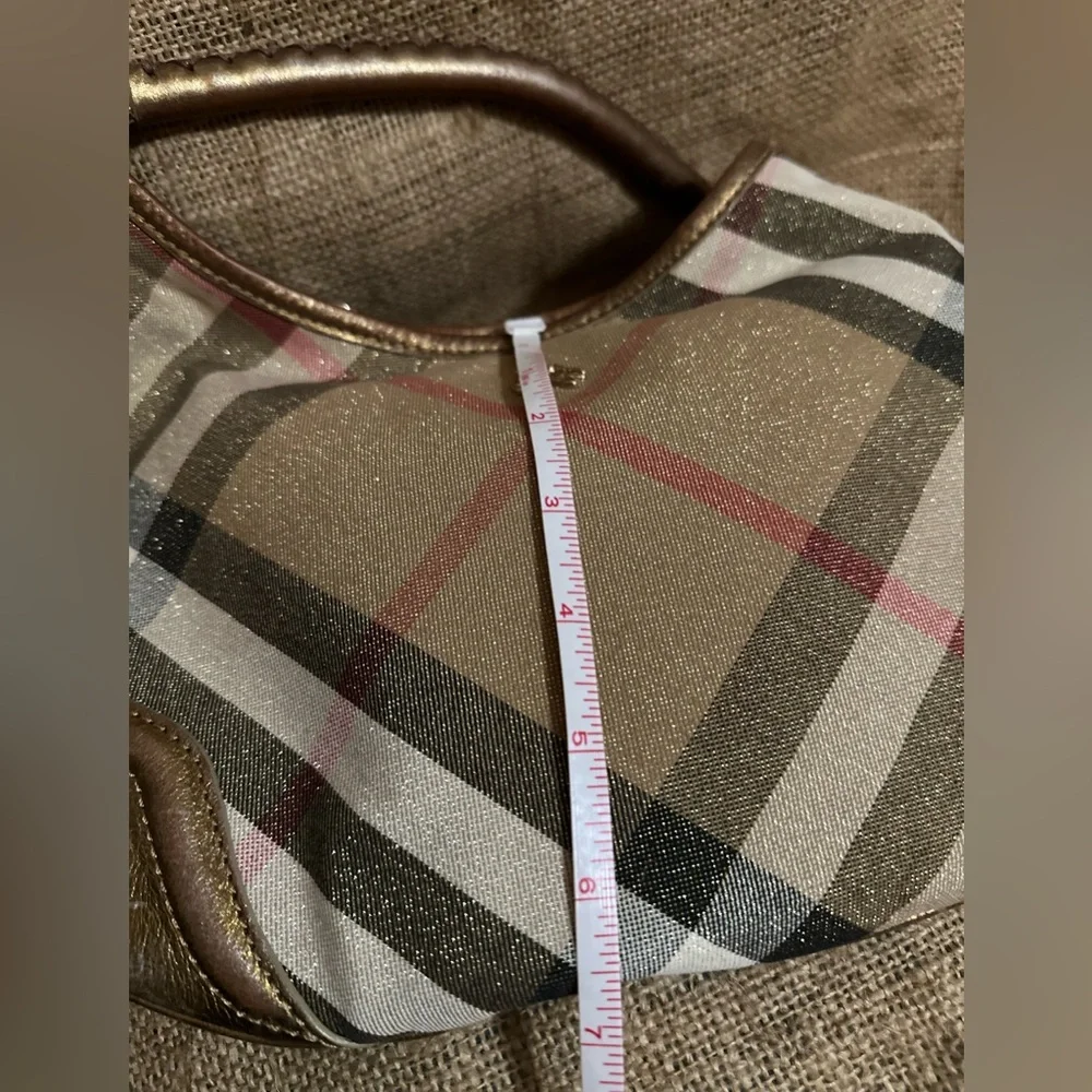 Burberry Metallic ✨ Beige Nova Check Canvas & Leather Hobo Bag 🤎❤️🖤🤍 w/dustbag - Picture 6 of 13